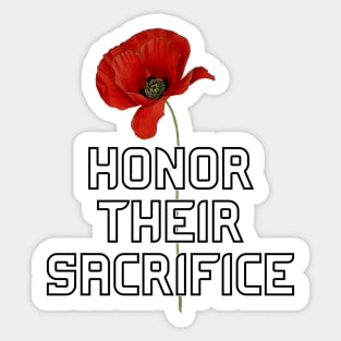 Honor Their Sacrifice Memorial with Red Poppy Flower Back Version (MD23Mrl006) Sticker